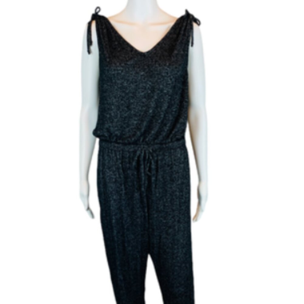 & Stars Above Heathered Black Sleeveless Jumpsuit